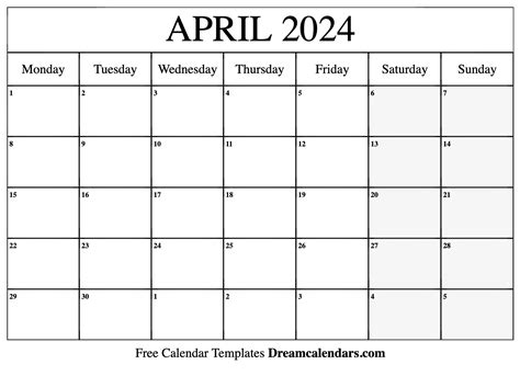 APRIL 2024 SCHEDULE Set .